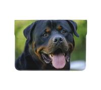 13-inch Leather Laptop Sleeve, rottweiler wallpaper Print Slim Shockproof Insertion Design Laptop Case for Office, School, Travel