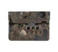 13-inch Leather Laptop Sleeve, Steampunk Mechanical -Gears Print Slim Shockproof Insertion Design Laptop Case for Office, School, Travel