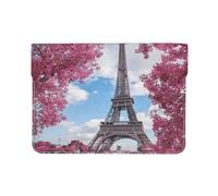 13-inch Leather Laptop Sleeve, Style Eiffel Tower Paris Print Slim Shockproof Insertion Design Laptop Case for Office, School, Travel