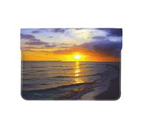 13-inch Leather Laptop Sleeve, Sunset at Honeymoon Island State Park Print Slim Shockproof Insertion Design Laptop Case for Office, School, Travel