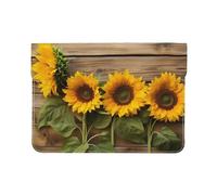 13-inch Leather Laptop Sleeve, Three Sunflowers on Wooden Print Slim Shockproof Insertion Design Laptop Case for Office, School, Travel