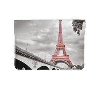 13-inch Leather Laptop Sleeve, Tower Paris Print Slim Shockproof Insertion Design Laptop Case for Office, School, Travel