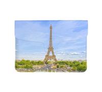 13-inch Leather Laptop Sleeve, Tower Paris Print Slim Shockproof Insertion Design Laptop Case for Office, School, Travel