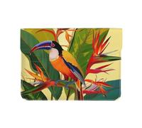 13-inch Leather Laptop Sleeve, Tropical Bird of Paradise Print Slim Shockproof Insertion Design Laptop Case for Office, School, Travel