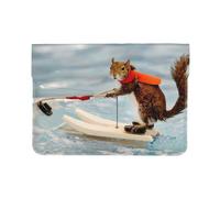 13-inch Leather Laptop Sleeve, Water Skiing fox Squirrel Print Slim Shockproof Insertion Design Laptop Case for Office, School, Travel