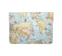 13-inch Leather Laptop Sleeve, World Map Print Slim Shockproof Insertion Design Laptop Case for Office, School, Travel