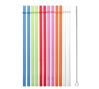 13 Inch Plastic Straws Clear Reusable Plastic Replacement Drinking Straws Extra Long for 30oz 40oz 60oz Mason Jar Tumblers Set of 12 Pcs Straws with Cleaning Brush (Clear)