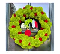 13 Inch Pom-pom Christmas Wreaths for Front Door - Green Elf Hand Wreath for Farmhouse Home Decor - Indoor/Outdoor (Green, 13 Inch)