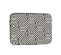 13 inch Portable Laptop Bag - Black Curved Texture Printing Shockproof Laptop Inner Pocket for Business, Travel, School, Office