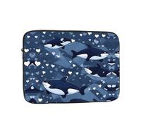 13 inch Portable Laptop Bag - Blue Killer Whale Printing Shockproof Laptop Inner Pocket for Business, Travel, School, Office