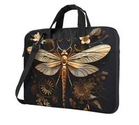 13 inch Portable Laptop Bag Shockproof Light Laptop Case Inner Storage Pockets with Exquisite Gold Exquisite Dragonfly Print