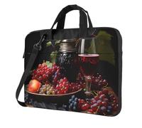13 inch Portable Laptop Bag Shockproof Light Laptop Case Inner Storage Pockets with Exquisite Grapes and Wine Print