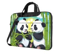 13 inch Portable Laptop Bag Shockproof Light Laptop Case Inner Storage Pockets with Exquisite Two happy pandas Print