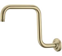 13 Inch Shower Head Extension Arm with Flange S Shaped High Rise Extender, Long Stainless Steel Rainfall Shower Head Pipe Arm, Brushed Gold
