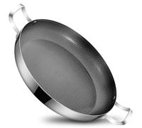 13 Inch Stainless Steel Paella Pan, Nonstick Ceramic Coating & Induction Compatible Large Skillet, Jumbo Cooker for Spanish Rice, Seafood Paella, Authentic Paella, Socarrat, Oven Safe, 4-6 Servings