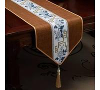 13 Inch Wide Silm Table Runner, Tablerunner for Dining Table Blue Beige Brown Gray Red White Yellow, Farmhouse Table Mats Waterproof(Light Brown,13 x 94 in(33x240cm))