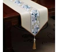 13 Inch Wide Silm Table Runner, Tablerunner for Dining Table Blue Beige Brown Gray Red White Yellow, Farmhouse Table Mats Waterproof(Beige,13x 86 in(33x220cm))