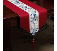13 Inch Wide Silm Table Runner, Tablerunner for Dining Table Blue Beige Brown Gray Red White Yellow, Farmhouse Table Mats Waterproof(Red,13 x 118 in(33x300cm))
