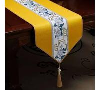 13 Inch Wide Silm Table Runner, Tablerunner for Dining Table Blue Beige Brown Gray Red White Yellow, Farmhouse Table Mats Waterproof(Yellow,13 x 110 in(33x280cm))