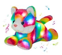 13" Light up Musical Rainbow Cat Stuffed Animal,LED Night Light Glowing Singing Snuggle Kitty Plush Toy Glow in The Dark