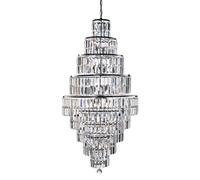 13 Lights Polished Chrome Finish Chandelier With Clear Crystal Hanging Prisms