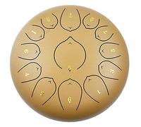 13 Notes 12 Inch Steel Tongue Drum, C Key Chakra Drum, For Camping, Yoga, Meditation, Music Therapy, Padded Travel Bag, Mallets, Tonic Sticker (Color : Yellow)
