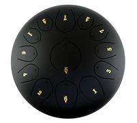 13 Notes 12 Inch Steel Tongue Drum, C Key Chakra Drum, For Camping, Yoga, Meditation, Music Therapy, Padded Travel Bag, Mallets, Tonic Sticker (Color : Black)