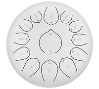 13 Notes 12 Inch Steel Tongue Drum, C Key Chakra Drum, For Camping, Yoga, Meditation, Music Therapy, Padded Travel Bag, Mallets, Tonic Sticker (Color : White)