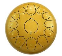 13 Notes 12 Inch Steel Tongue Drum, C Key Chakra Drum, For Camping, Yoga, Meditation, Music Therapy, Padded Travel Bag, Mallets, Tonic Sticker (Color : Gold)