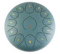 13 Notes 12 Inch Steel Tongue Drum, C Key Chakra Drum, For Camping, Yoga, Meditation, Music Therapy, Padded Travel Bag, Mallets, Tonic Sticker (Color : Green)