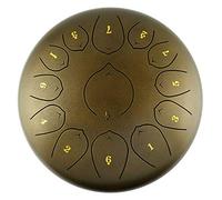 13 Notes 12 Inch Steel Tongue Drum, C Key Chakra Drum, For Camping, Yoga, Meditation, Music Therapy, Padded Travel Bag, Mallets, Tonic Sticker (Color : Brass)