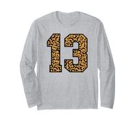 13 Number Leopard Thirteen Team Sports Varsity Matching Long Sleeve T-Shirt