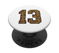 13 Number Leopard Thirteen Team Sports Varsity Matching PopSockets Adhesive PopGrip