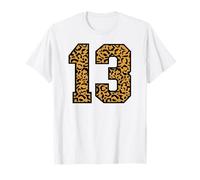 13 Number Leopard Thirteen Team Sports Varsity Matching T-Shirt