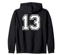 13 Number Thirteen Team Sports Graphic Matching Varsity Zip Hoodie