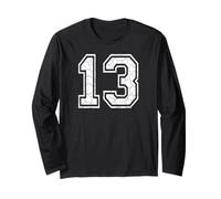 13 Number Thirteen Team Sports Grunge Varsity Matching Long Sleeve T-Shirt