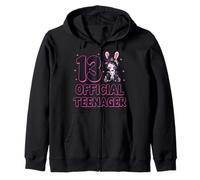 13 Official Teenager 13th Birthday Goth Bunny Anime Girl Zip Hoodie