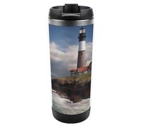13 Oz Sea Lighthouse Travel Cup Insulated Stainless Steel Mug Reusable Iced Coffee Cup Custom Mug Cup Insulated Travel Mug for Most Cup Holder