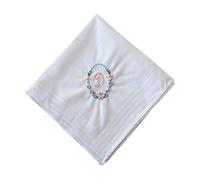13 Pack Bakers Dozen Womens/Ladies White Handkerchiefs With Initial Embroidery, 100% Cotton, Letter D