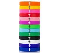 13 Pack-Religious Christian Cross Faith Motivational Bracelet 12mm Silicone Rubber Waterproof Sport Wristband,7.0"