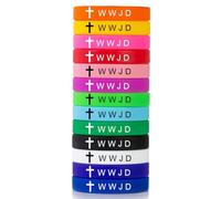 13 Pack-Religious Christian Cross Motivational Faith Inspirational Bracelet 12mm Silicone Waterproof Outdoor Sport Wristband,5.5"-7.9", silicone, no gemstone