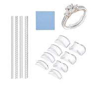 13 Pack Ring Size Adjuster for Loose Rings - Invisible Silicone Ring Guards & Clear Ring Sizer Clips - Transparent Ring Spacers Fit Reducer for Women & Men - Soft Ring Tightener Resizer Set