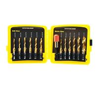 13 Pack Titanium Drill Tap Bit Set, SAE Metric Tap Drill Bits for Metal