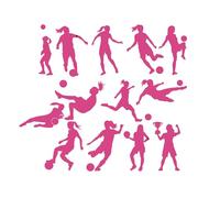 13 Pack Womens Football Stickers - Waterproof Decals - Peel & Stick - Easy to Apply - Fun Gifts, Party Bags, Laptops, Cars, Water Bottles (Pink, 8cm (3.1") Tall)