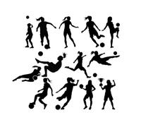 13 Pack Womens Football Stickers - Waterproof Decals - Peel & Stick - Easy to Apply - Fun Gifts, Party Bags, Laptops, Cars, Water Bottles (Black, 5cm (2") Tall)