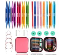 13 Pairs Interchangeable Circular Knitting Needles Set, Sizes for 3.0-10.0mm, Aluminum Crochet Hooks Set, Circular Knitting Needles with Case