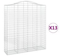 (13 pcs, 200 x 50 x 220/240 cm) vidaXL Arched Gabion Basket Stone Basket Gabion Retaining Wall Galvanised Iron