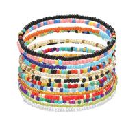 13 PCS Beaded Bracelets, Beaded Anklets for Women's Handmade Stretchy | Colorful Seed Pearl Beaded Bracelets Bead Friendship Bracelet for Women Teen Girls Boho Summer Beach Anklet Bracelet Y2K