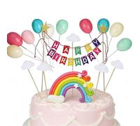 13 Pcs Cake Decorations, Rainbow Cake Topper, Birthday Cake Toppers with Clouds, Stars, Rainbows for Theme Birthday Party Decoration