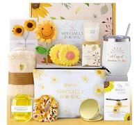 13 Pcs Comfy Bath Sets for Women Christmas Gifts Pamper Spa Set for Her Birthday Gift, Sunflower Themed Present Relaxation Spa Bath Basket Get Well Soon Gift for Mom Wife Sister Friend, Yellow